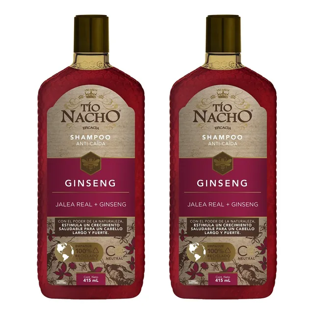 Shampoo Tío Nacho Ginseng Jalea Real 2 Pzas De 415 Ml
