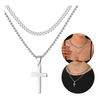 Collar Cruz Cadenas Acero Inoxidable Dijes Hombres Joyeria Collar Cruz Cadenas Acero Inoxidable Dijes Hombres Joyeria