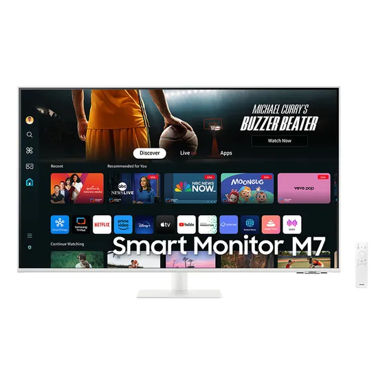 Samsung Smart Monitor M7 43 2024 4k, Tela Plana Cor Branco