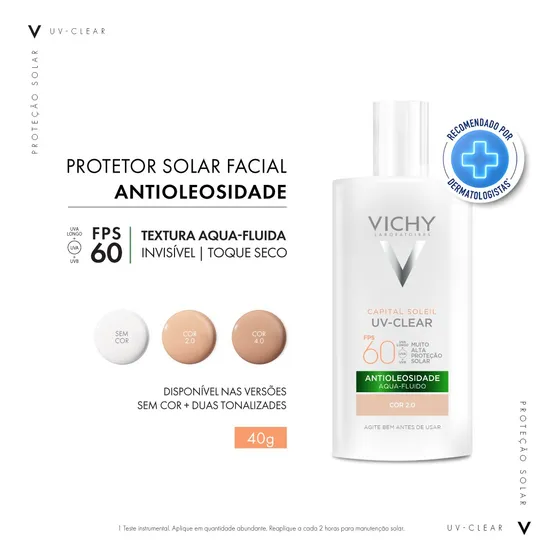 Protetor Solar Capital Soleil UV-Clear FPS60 Cor 2.0 40g Vichy