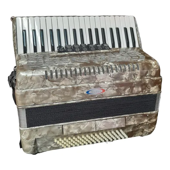 Acordeon A Piano 80 Bajos Con Estuche Y Correas Dorado Oscuro