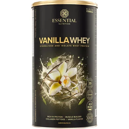 Suplemento em pó Essential Nutrition Vanilla Whey proteína Vanilla Whey sabor baunilha em lata de 750g