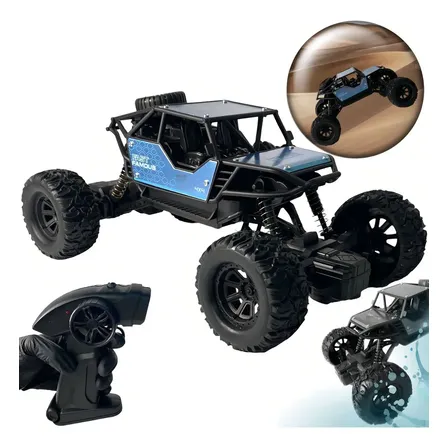 Carrinho Controle Remoto 4x4 Recarregável Azul 1:18 Offroad