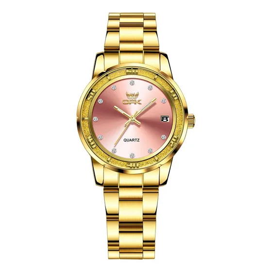 Reloj Impermeable Con Correa De Acero Y Luz Nocturna Mujer