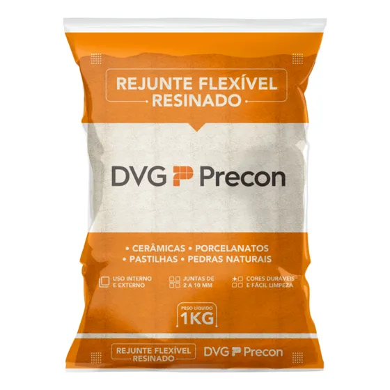 Kit C/ 5 Rejunte Flexível Branco 1kg Precon