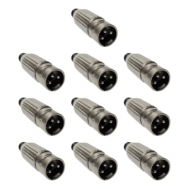 10 Piezas De Conector Audio Xlr Plug Canon Solcor Plateado