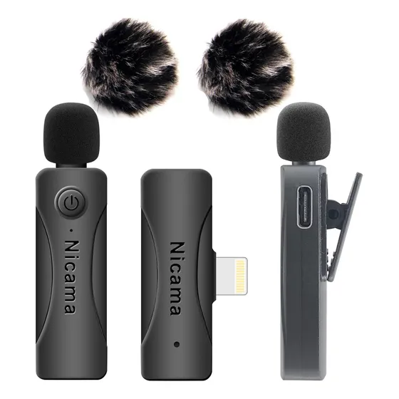2 Micrófonos Solapa Inalámbrico Nicama Para iPhone Y Android