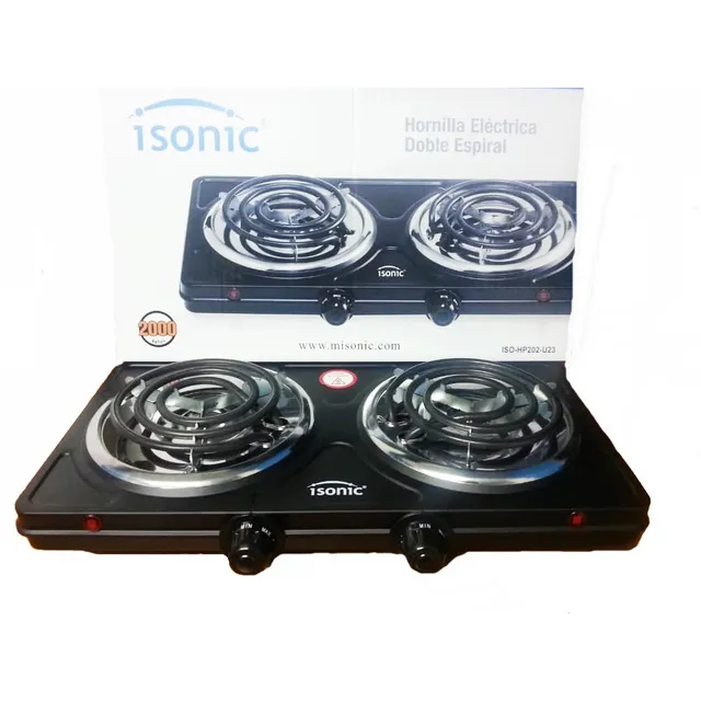 Hornilla Electrica Negra 110v 60hz 2000w Doble Isonic
