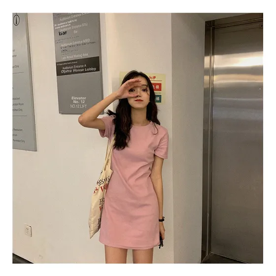 Vestido A Media Pierna Acampanado De Manga Corta Para Mujer