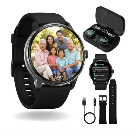 Smartwatch Redondo Original Lançamento Com Brinde Exclusivo Preto