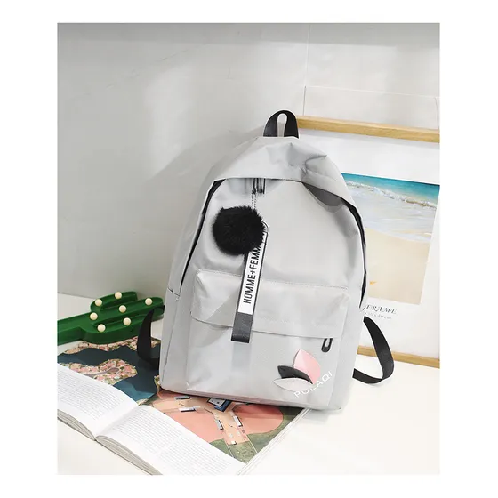 Mochila Escolar De Viaje De Estilo Coreano Simple Y Fresca Color Gris
