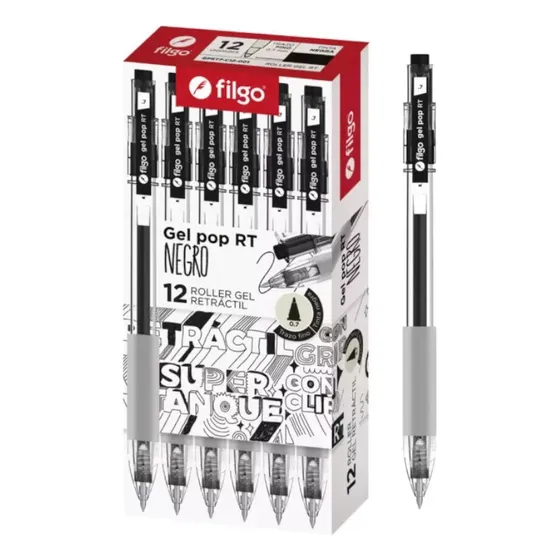 Lapiceras Retráctil Roller Filgo Gel Pop 0.7 Mm Caja X 12 U.