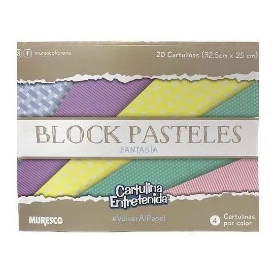 Block Muresco Cartulina Entretenida Bifaz Color Pastel Color Fantasia
