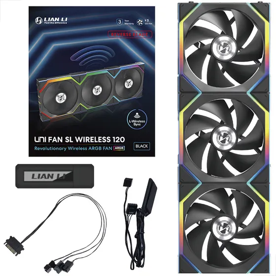 Kit 3 Cooler Lian Li Uni Fan Sl Wireless 120 Reverse Argb