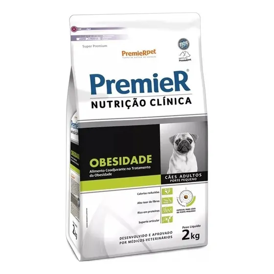 Ração Premier Nutrição Clínica Obesidade Cães Adultos Pequeno Porte 2 kg
