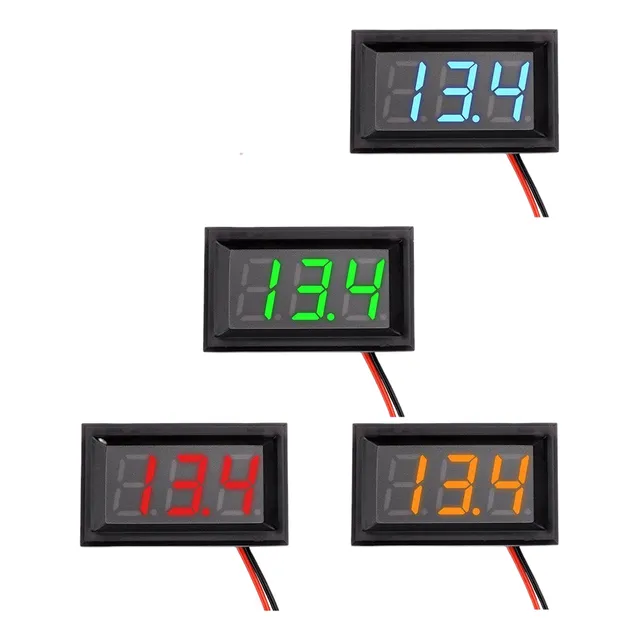 Voltimetro Medidor Digital Led 12v 24v Dc Kit 4 Unidades