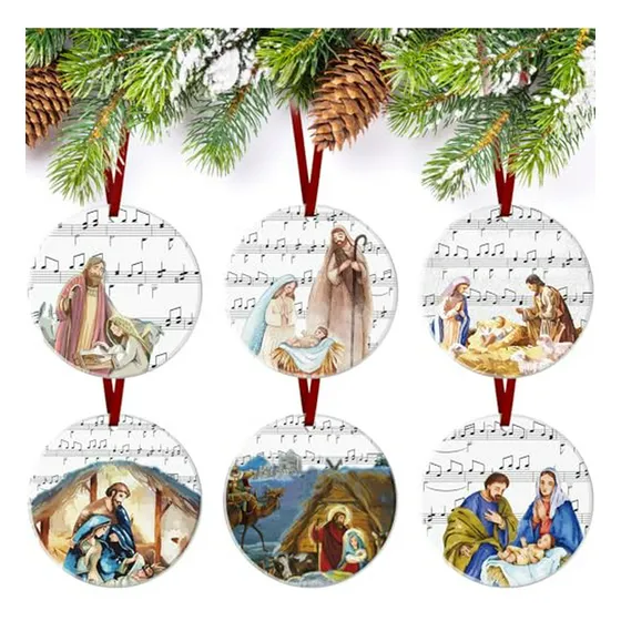 Adorno Navideño Natividad 6 Pzas Música Cerámica Religioso