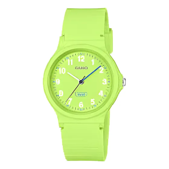 Reloj estándar Casio Timeless Collection LQ-24b-3bdf, correa verde lima, bisel verde lima, fondo verde lima