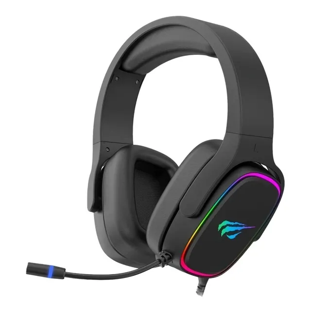 Auriculares Havit 7.1 USB Fone LED RGB Gamer Pc H2029u, color negro