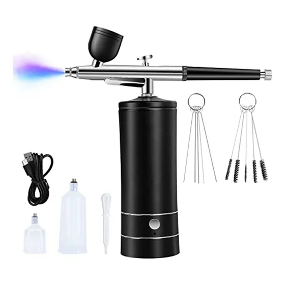 Kit De Aerógrafo, Compresor De Aerógrafo Inalámbrico Recarga Color Negro