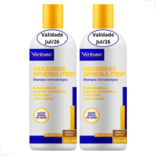 Kit 2 Shampoo Dermatológico Hexadene 500ml Cães Gatos Virbac Kit 2 Shampoo Dermatológico Hexadene 500ml Cães Gatos Virbac