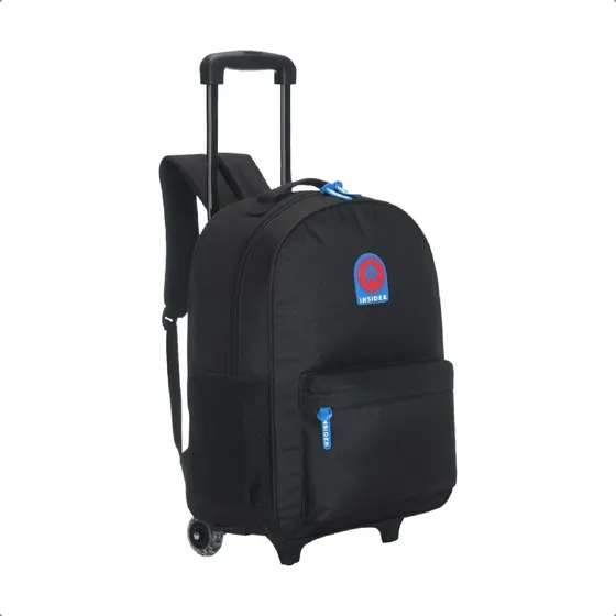 Mochila Carro Carrito Escolar Ruedas Diseño Manija Telescopica Extensible Grande Reforzada Tsr Color Negro Diseño de la tela Lisa