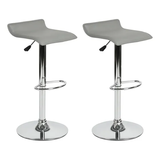 Set de 2 Bancos Barra en Estilo Moderno, Color Gris, Función Giratorio 360​​° y Altura Ajustable​​, con Base y Reposapié Cromada HOMEMAKE FURNITURE