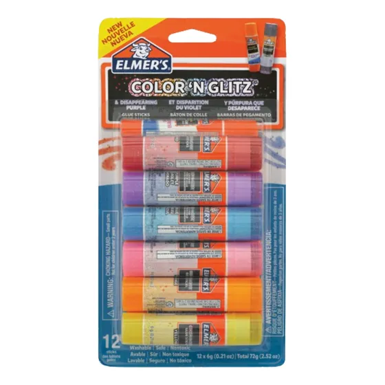 Elmer's Cola Escolar Com Gliter Color 'n Glitz Com 12