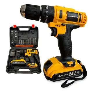 Taladro Atornillador Inalámbrico 1 Bateria 10mm Magnux 23 Nm 26 Ac RPM Y Más Color Amarillo
