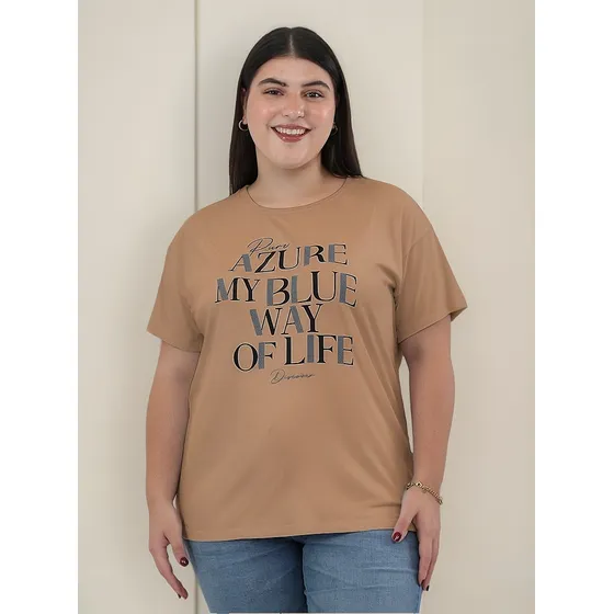 Remera Onyx Basica Viscosa Lycra My Blue Mujer Talle Grande