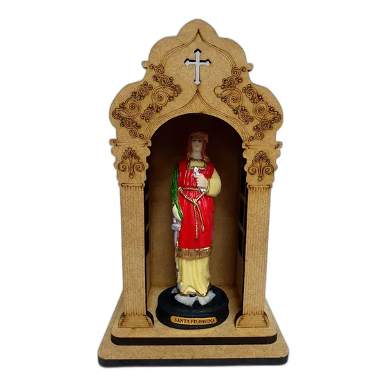 Imagem Santa Filomena Resina C/ Oratório Capela Madeira