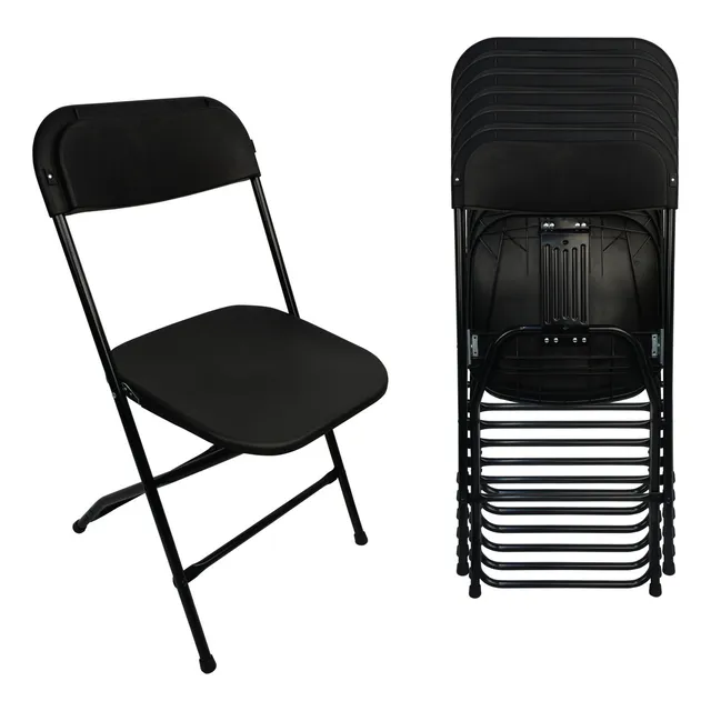 Set De 6 Sillas Plegables Plástico Reforzadas Styrka Negras Color Negro SIPL02