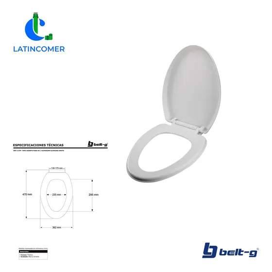 Tapa Asiento Para W.c. Slowdown Elongada. Gri-1194