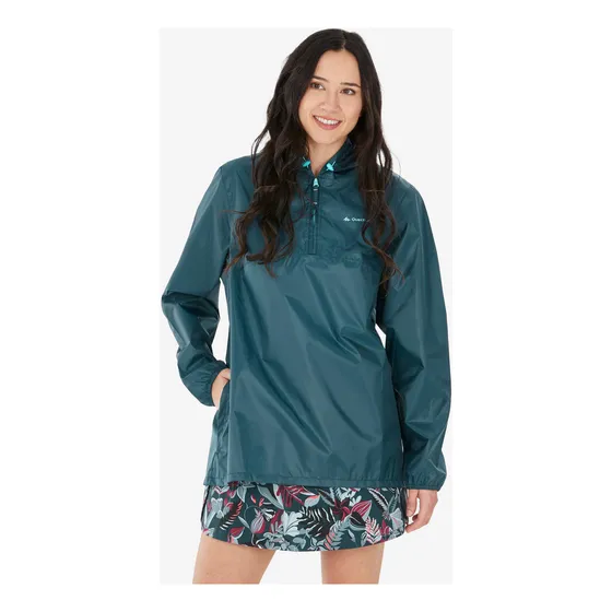 Chamarra Impermeable Senderismo Nh100 Turquesa Mujer Quechua