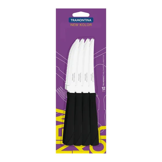 12  Cuchillos Mesa  New Kolor Mango Plástico Tramontina