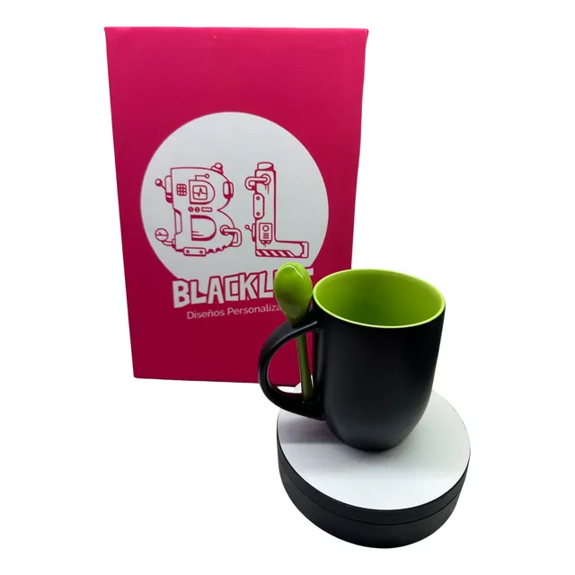 Taza Magica Personalizada Interior Color + Cuchara Logo Foto