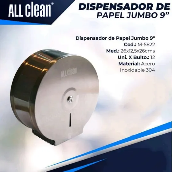 Dispensador De Acero Papel  Jumbo 9 