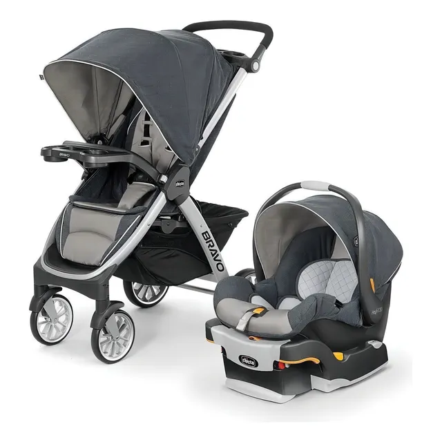 Carriola de paseo travel system Chicco Bravo Trío travel system nottingham con chasis color plateado