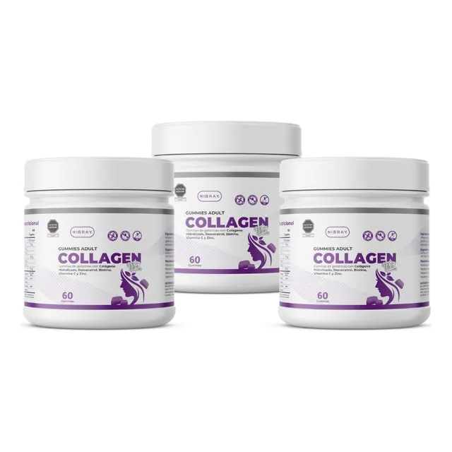 Pack 3 Frascos Colageno Resveratrol Biotina Zinc Vitamina C