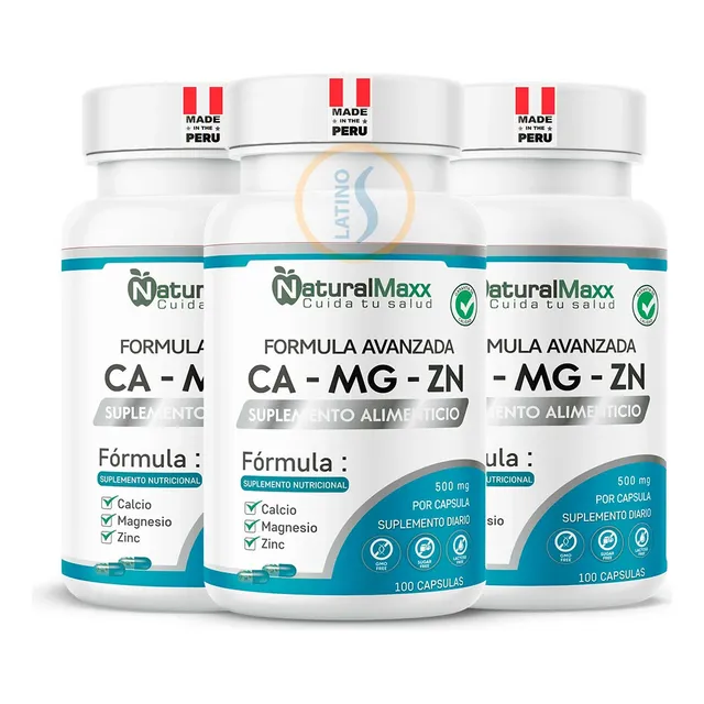 Calcio Magnesio Zinc 100 Capsulas Naturalmaxx Pack De 3