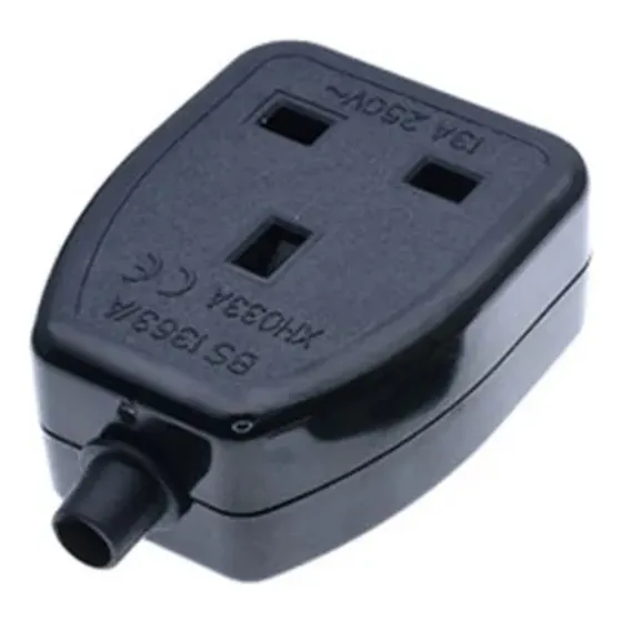 Plug Tomada Fêmea Padrão Reino Unido Uk 13a Alta Qualidade Cor Preto