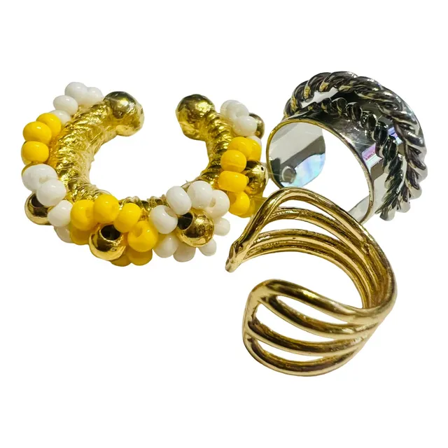 Earcuff Set X3 Triple Dorado - Mostacilla Dorado - Cadena