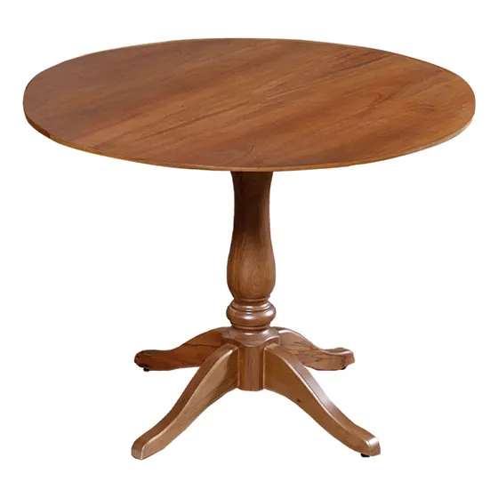 Mesa Madalena Redonda Rustica Castanho De Madeira 80x80cm