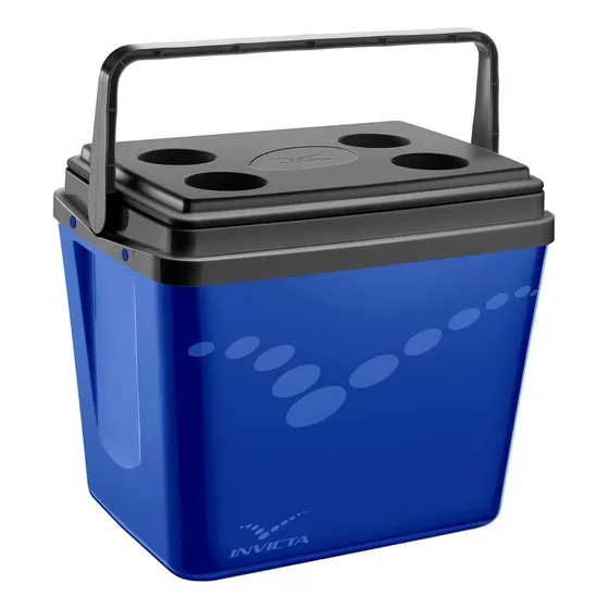 Caixa Cooler Invicta C/ Alça E Porta Copos Vira Mesa 43latas Cor Azul