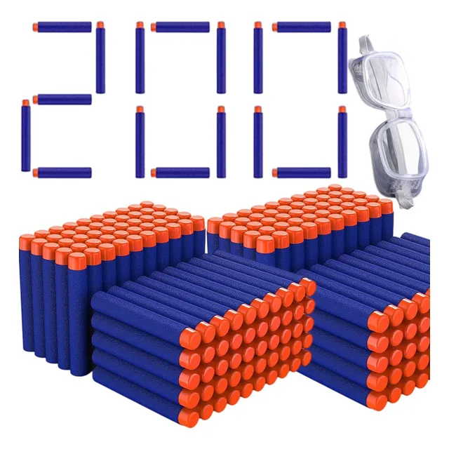 200 Dardos Bala De Repuesto 7.2cm Para Nerf Pistola Juguete Azul