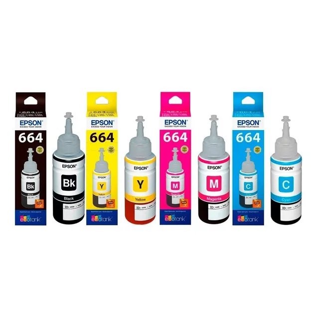 Combo Tinta Epson T664 Original 4 Botellas Todos Los Colores