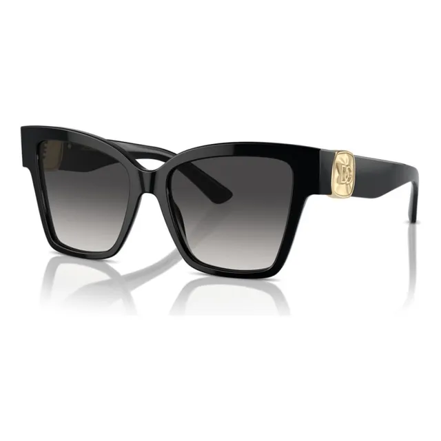 Gafas de sol negras Dolce And Gabbana Dg4470 de 54 mm, color cuadrado, marco negro brillante, vástago negro brillante, lente gris brillante