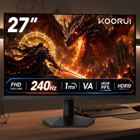 Monitor Gamer Koorui Gn02 27in 240hz Va Fhd 1080p 1ms Hdr10 Preto 127/220v