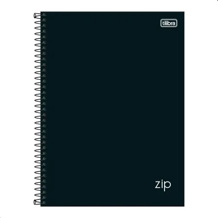 Caderno Universitário 10 Matérias Zip Preto Tilibra