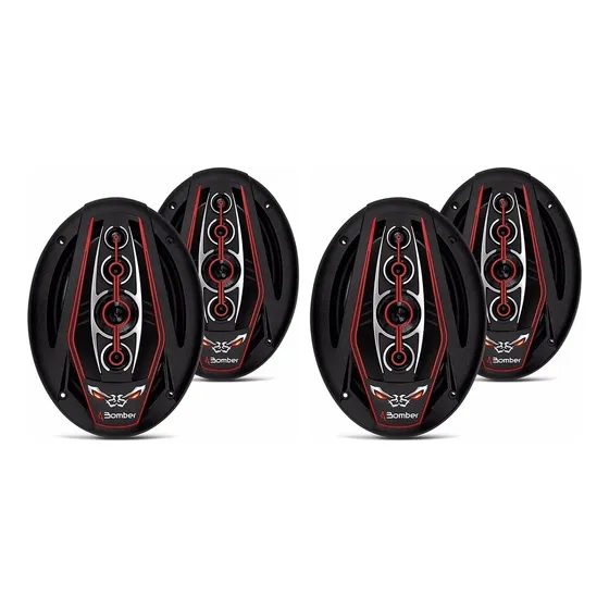 Kit 4 Alto Falante Bomber 6x9 Pol Bicho Papão 350w Rms Led